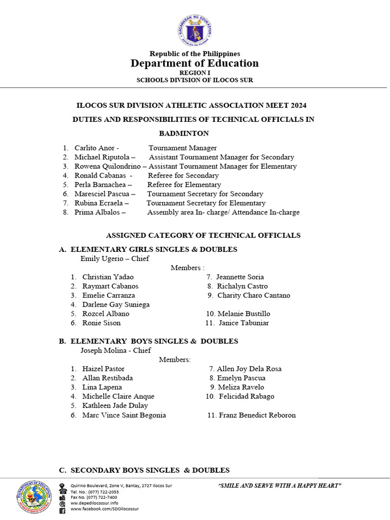All Officials In Badminton