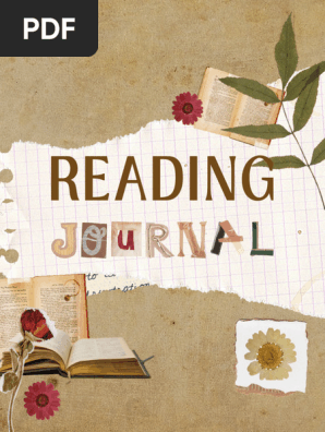Brown and White Organic Scrapbook Reading Journal