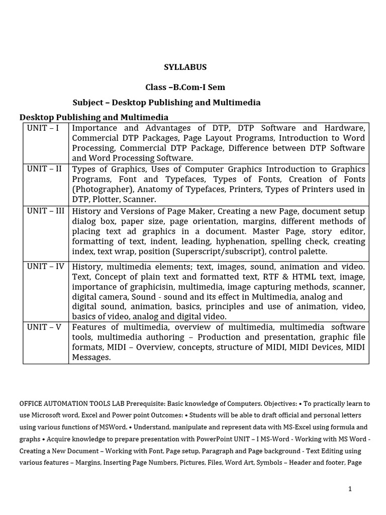 Desktop Publishing Course Syllabus | PDF | Page Layout | Printer ...
