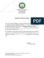 Certification - Barangay Kagawad