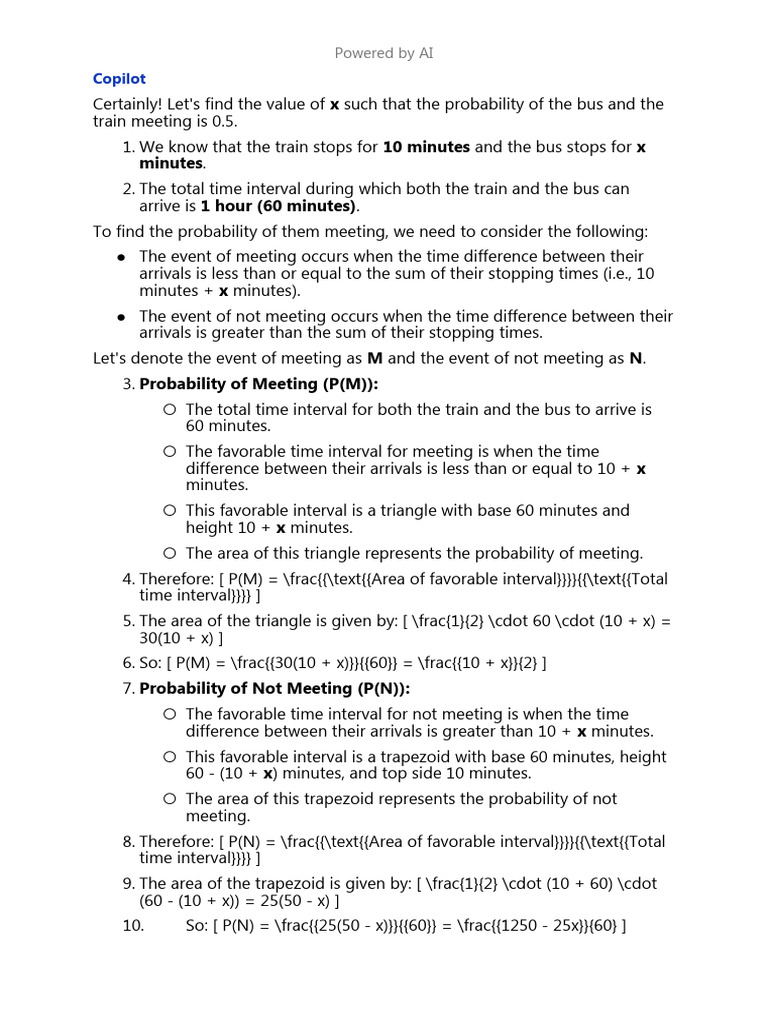 Calculating Meeting Probability of Bus and Train | PDF | Mathematics ...