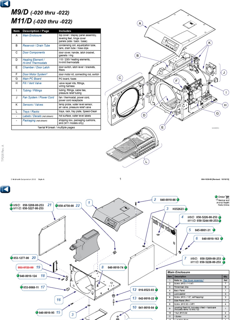 Midmark M11 Autoclave Parts Guide | PDF | Washer (Hardware) | Valve