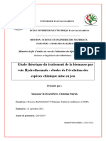 Tude Thy Orique Du Traitement de La Biomasse Par Voie Hydrothermal y Tudes de L y Volution Des Espy Ces Chimique Mise en Jeu Final