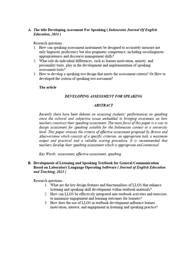 Research questions pdf educational assessment learning