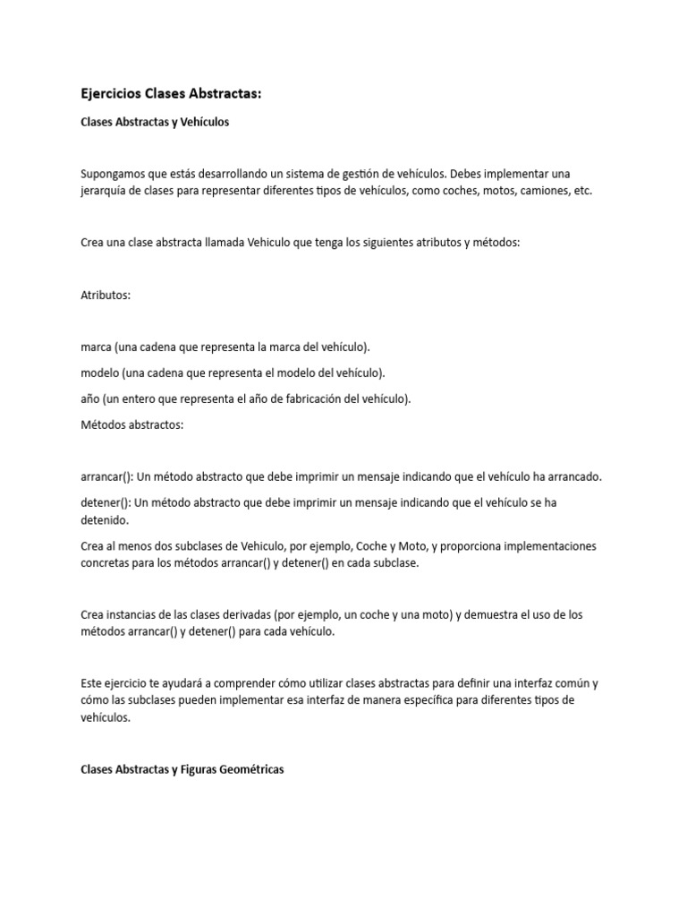 Ejercicios de Clases Abstractas en Java | PDF | Programación de ...