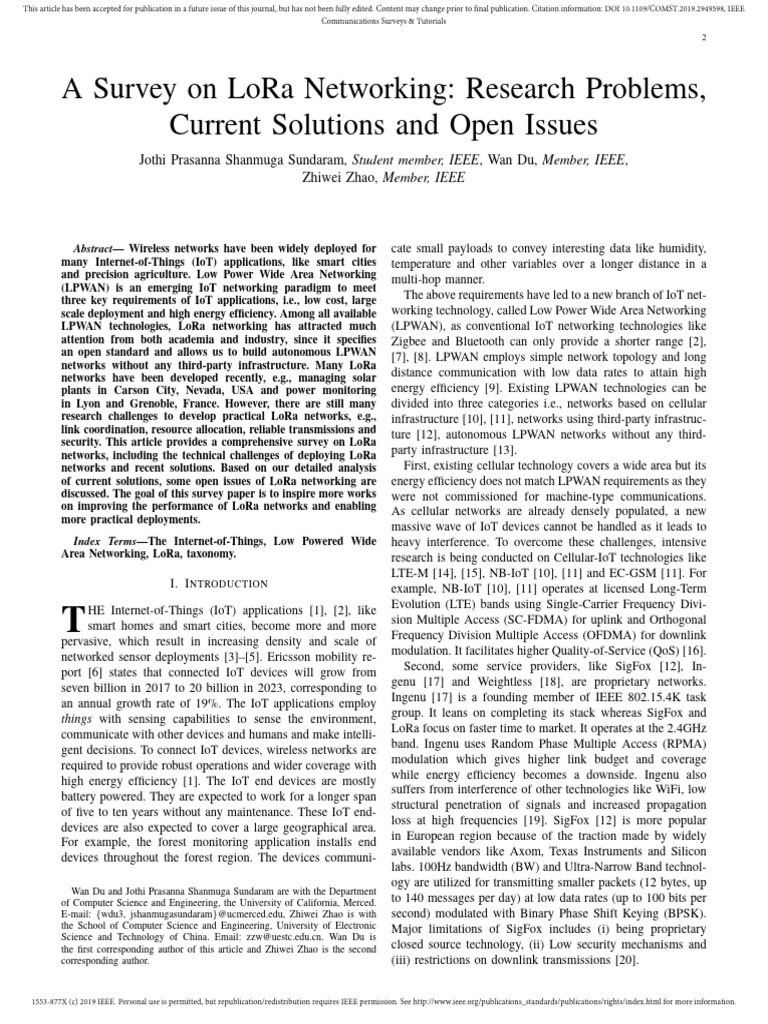 A survey on lora networking research pdf channel access method