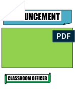 Announcement: Classroom Officer