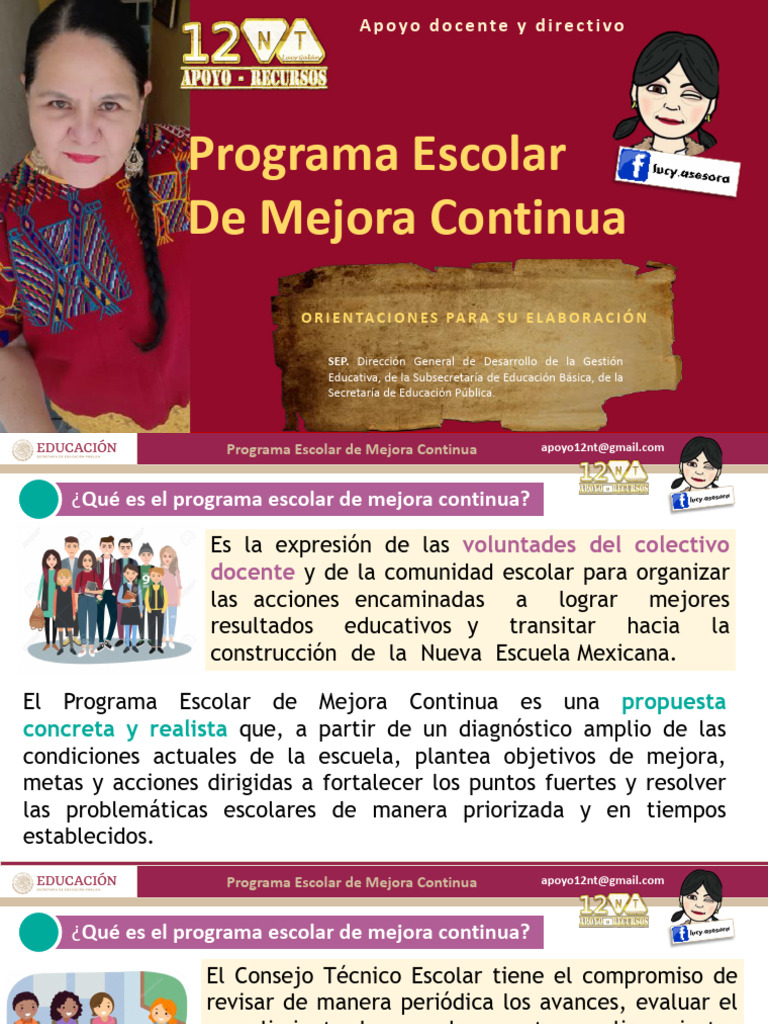 Programa Escolar de Mejora Continua | PDF | Evaluación | Maestros