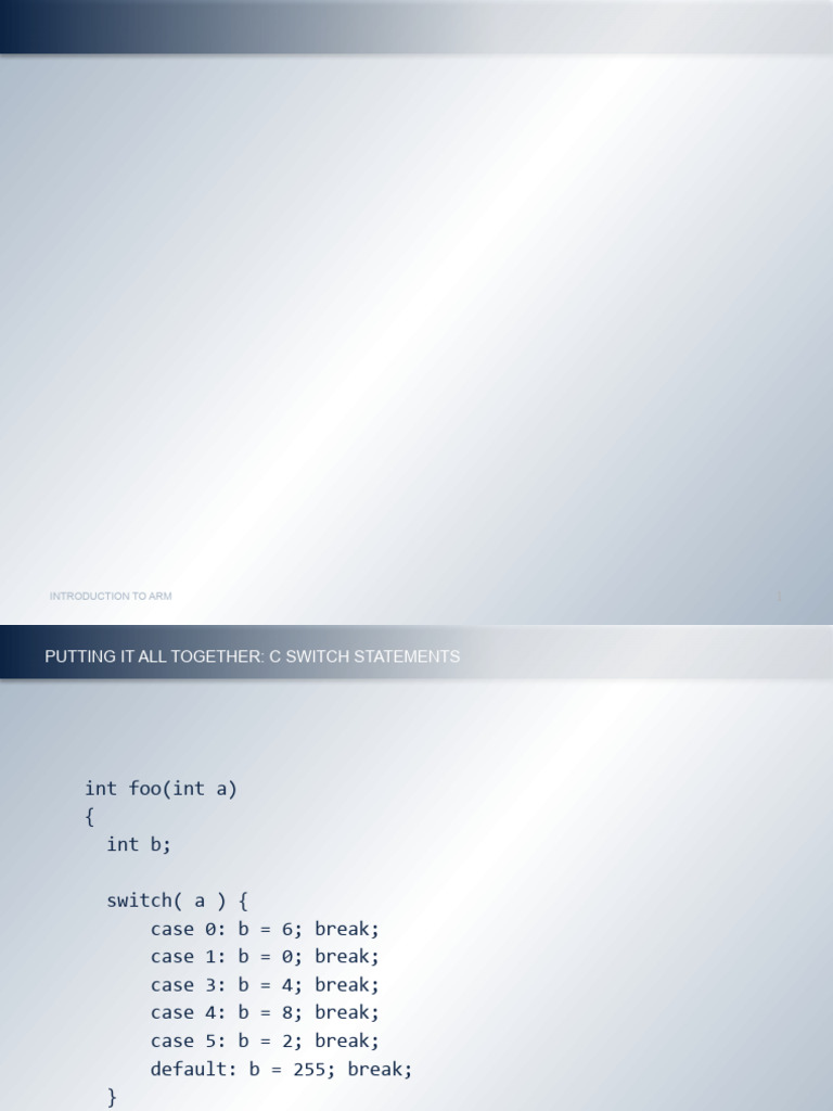 ARM C Switch Statement Execution | PDF | Computing | Computer Programming