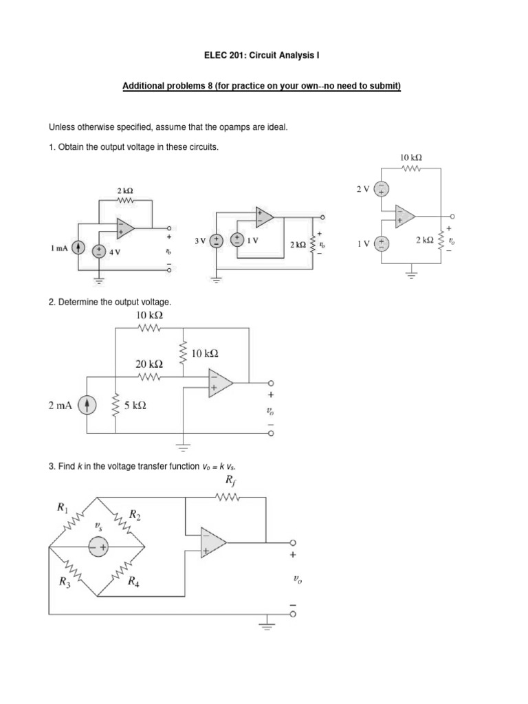 Circuit Analysis I: Op-Amp Problems | PDF | Science & Mathematics