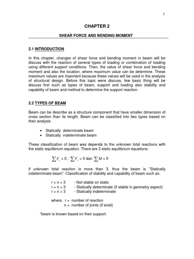 Chap 2 Shear Force and Bending Moment | PDF | Beam (Structure) | Bending
