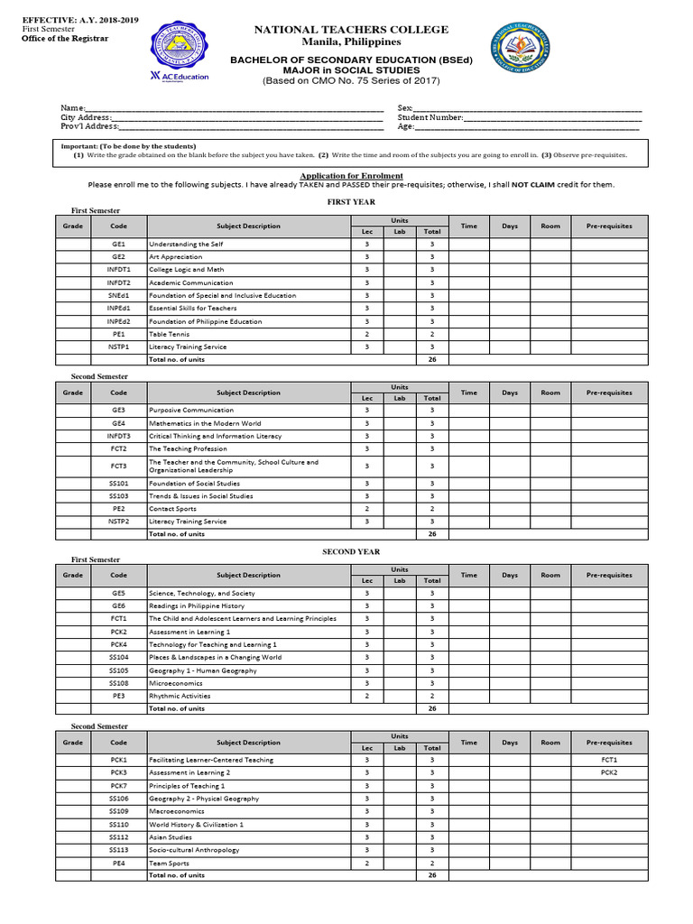 BACHELOR OF SECONDARY EDUCATION Major in SOCIAL STUDIES Download Free