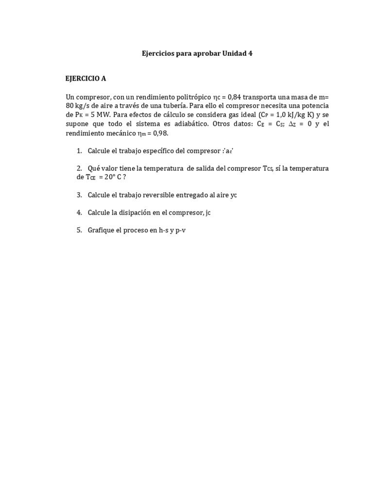 Ejercicios de Termodinámica Unidad 4 | PDF | Metrología | Fenómenos ...