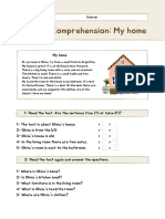 Cream and White Illustrative Reading Comprehension My Home Worksheet