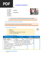 D4 A1 SESION MAT. Reconociendo mi lateralidad derecha-izquierda en objetos.