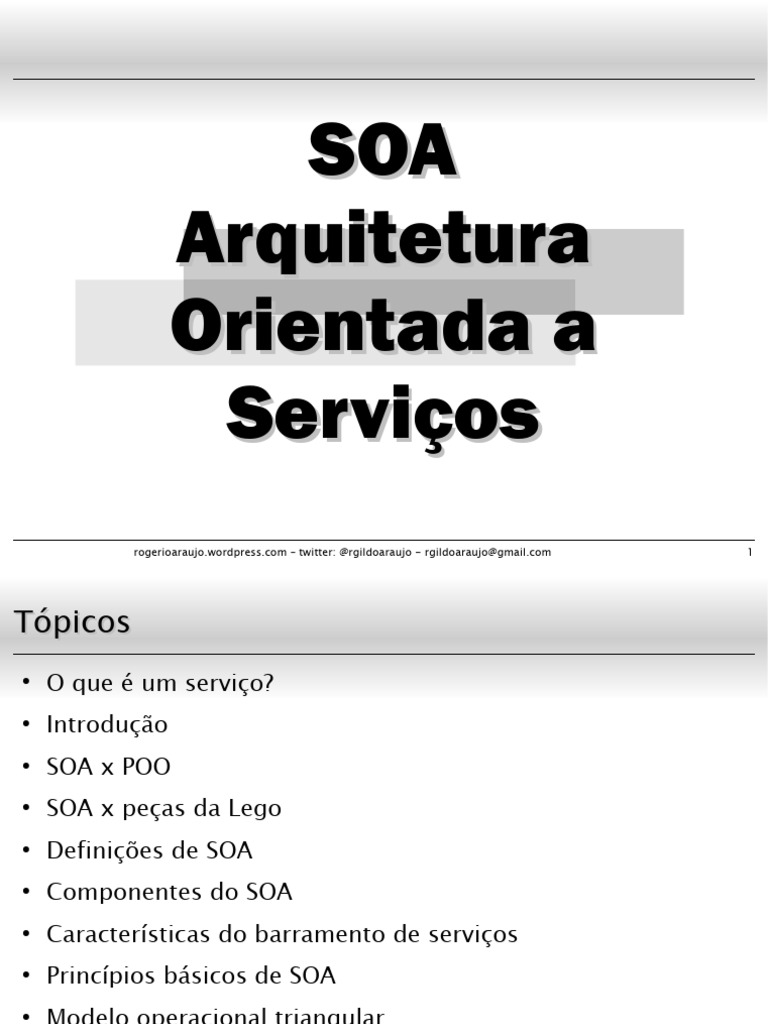 APR01_SOA | PDF | Arquitetura orientada a serviços (SOA) | Serviço de ...