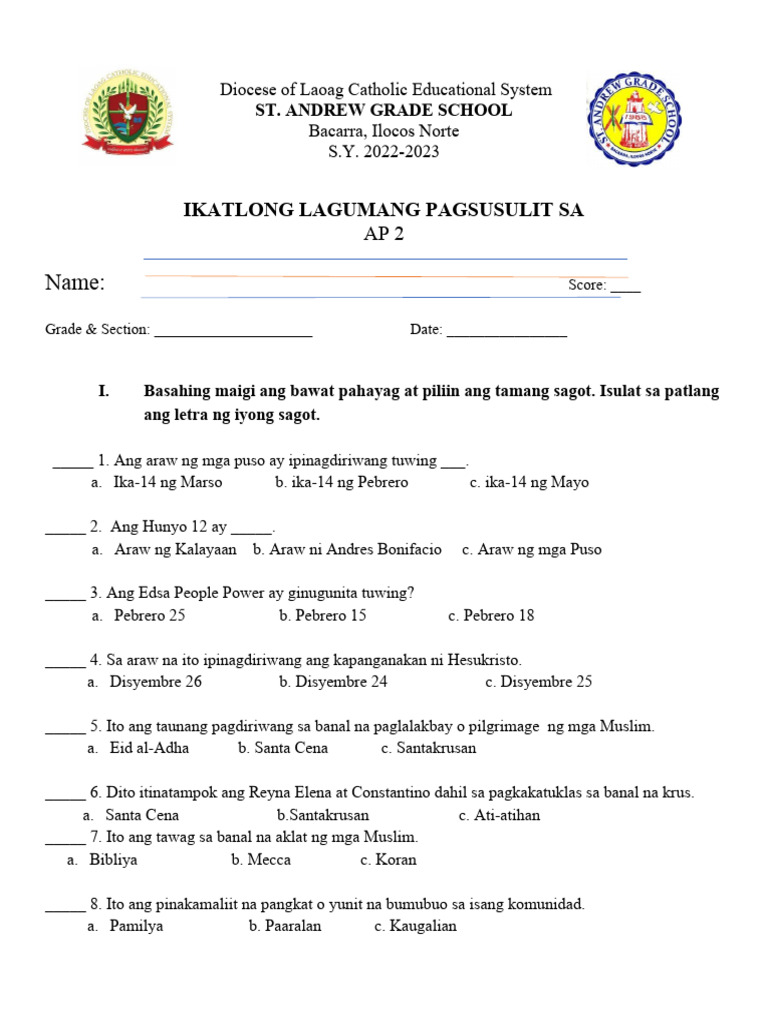 3rd PT AP 2 | PDF