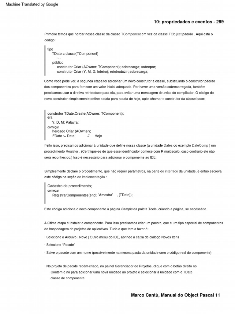 Criando Componentes em Object Pascal | PDF | Classe (programação de ...
