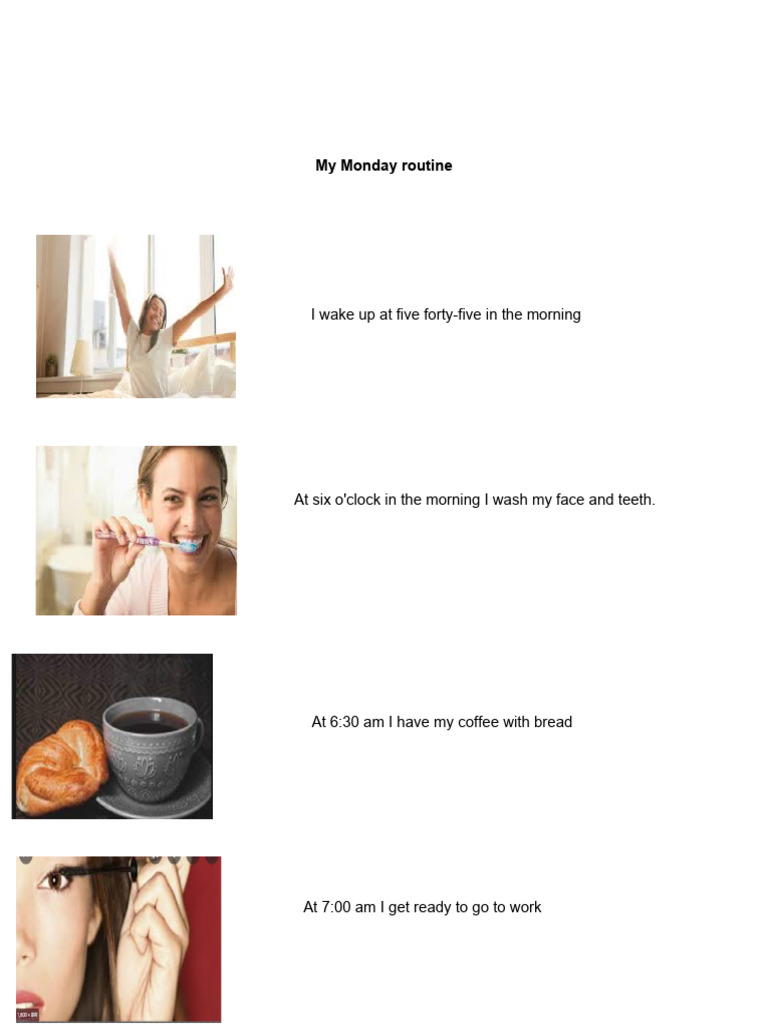 My Monday Morning Routine | PDF | Cooking, Food & Wine