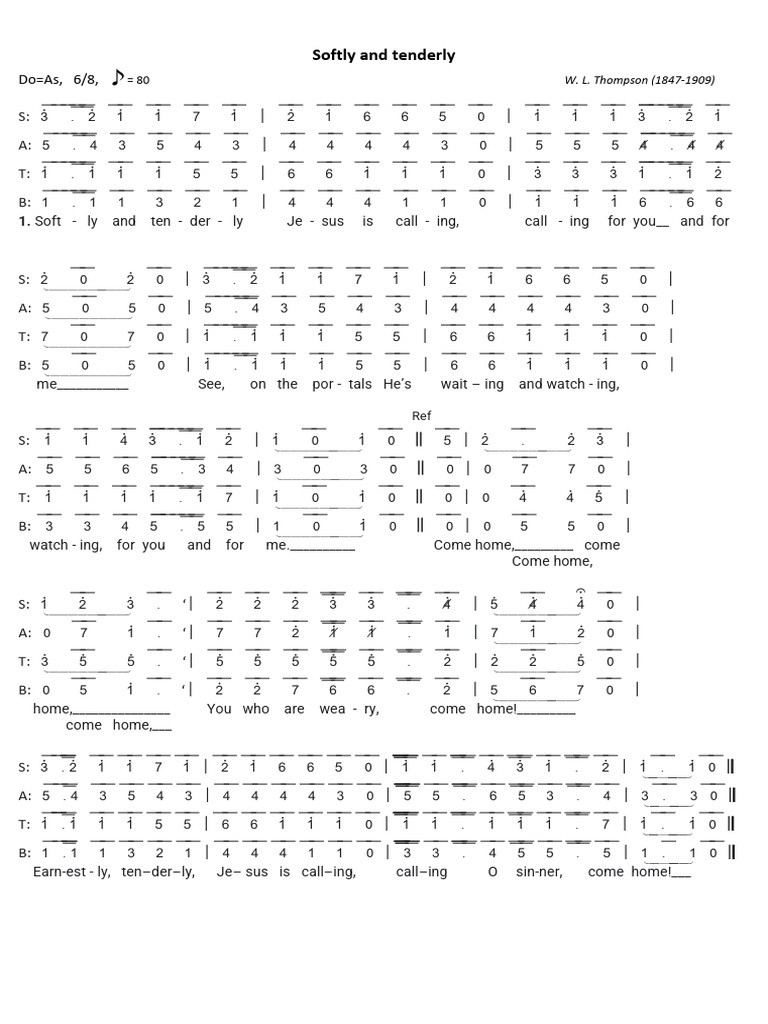 Softly and Tenderly Sheet Music | PDF | Teaching Methods & Materials