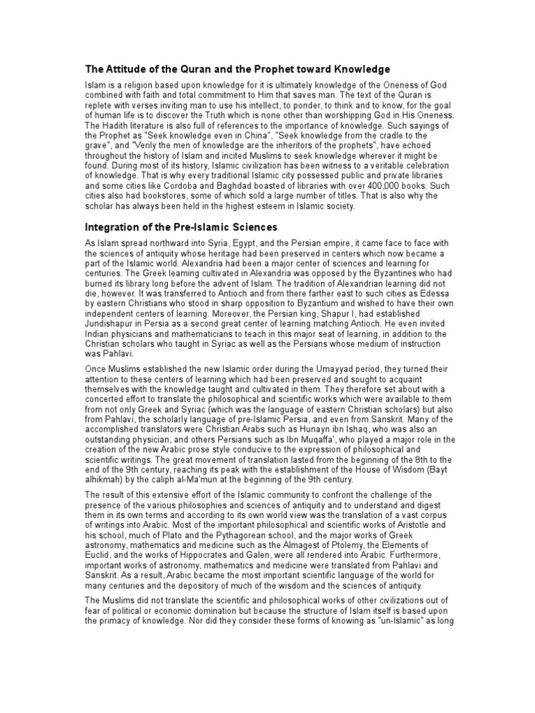 Islam, Knowledge and Science | PDF | Muslim World | Science