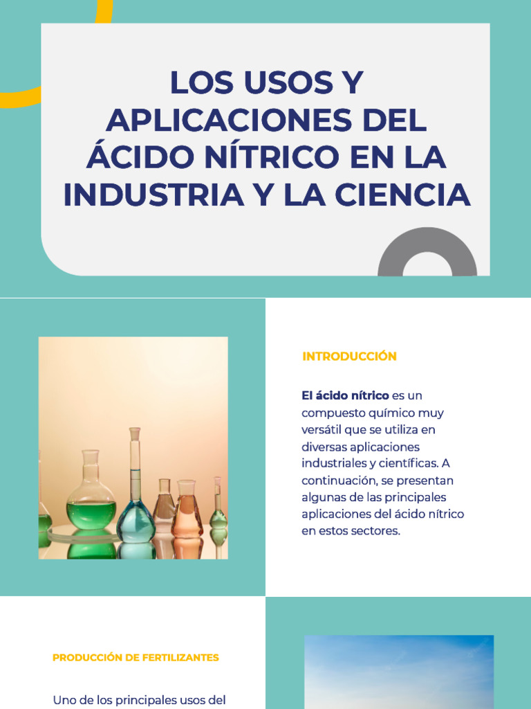 Usos del Ácido Nítrico en Industria y Ciencia | PDF | Hogar, jardinería