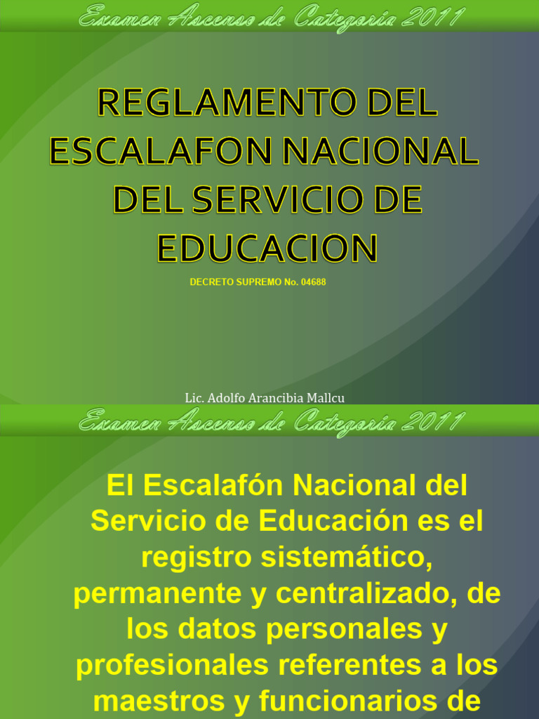 Reglamento Del Escalafon Nacional | PDF | Maestros
