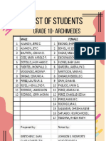 Archi List of Students
