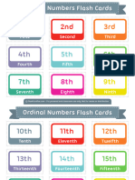 Ordinal Numbers Flash Cards 2x3