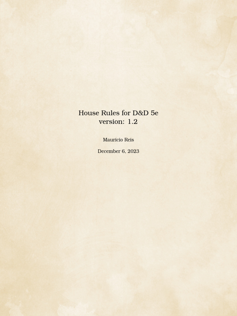D&D 5e House Rules and Mechanics | PDF