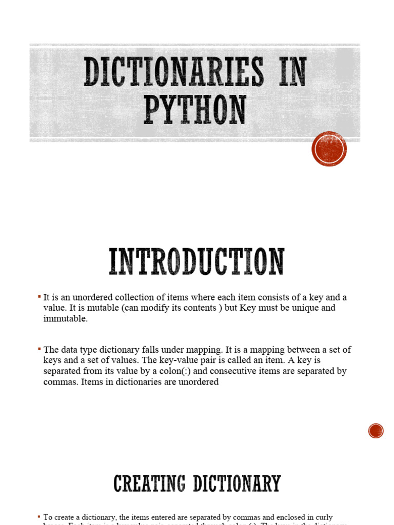 Dictionaries in Python | PDF | Software Engineering | Computing