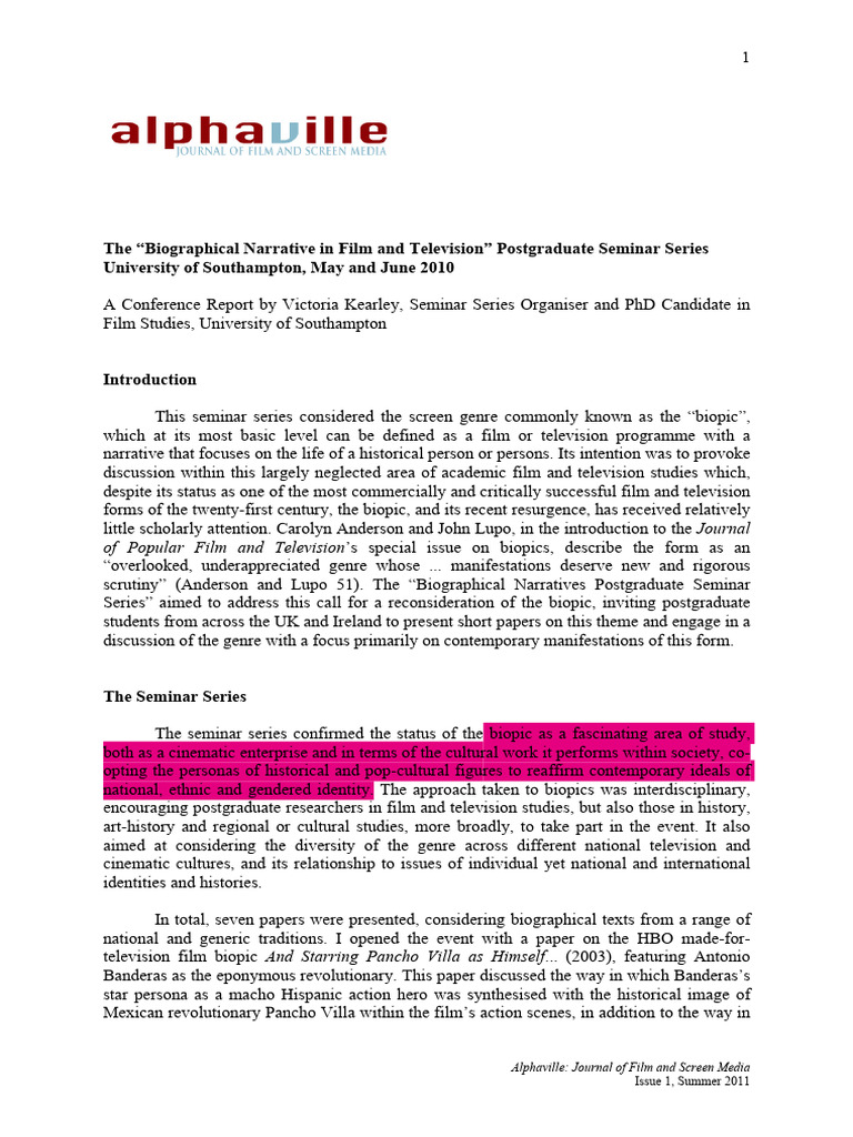 Biopic Seminar Series Insights Report | PDF