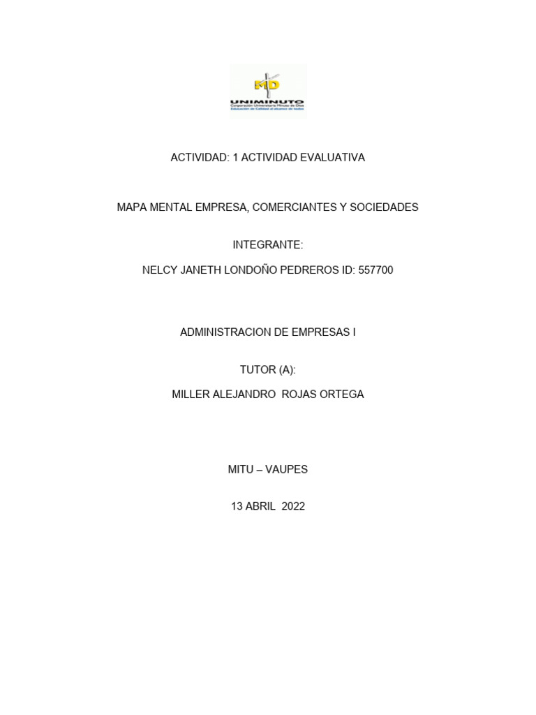 Mapa Menttal-Empresa y Comerciantes y Sociedades | PDF | Sociedad ...