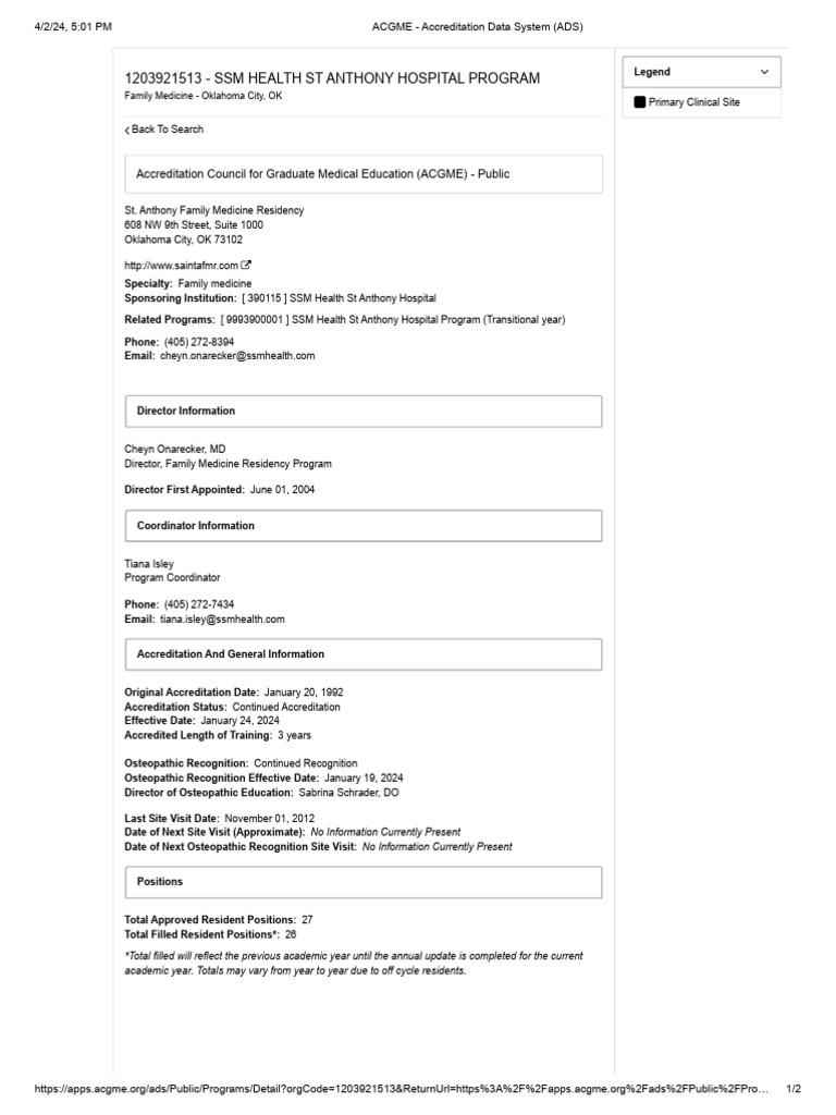 SSM Health St Anthony Family Medicine Residency Details | PDF | Family ...