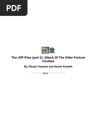 Java - The JSP Files (Part 2) - Attack of the Killer Fortune Cookies By Vikram Vaswani and Harish Kamath