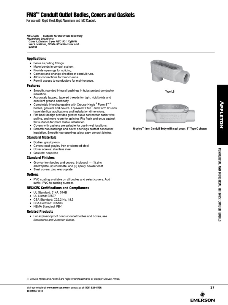 Catalog Appleton fm8 Conduit Outlet Bodies en 588968 | PDF | Electrical ...