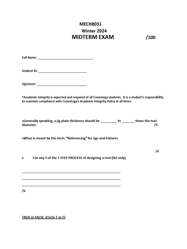 Mech 8031 Mid Term 2024 | PDF | Secondary Sector Of The Economy ...