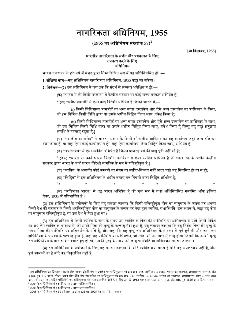 Citizenship Act 1955 Official | PDF