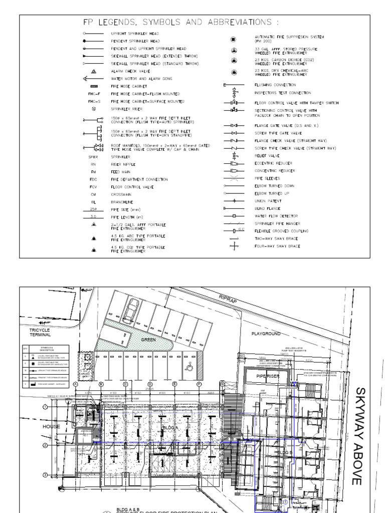 Fire Protection Plans for Buildings A & B | PDF | Fire Sprinkler System ...