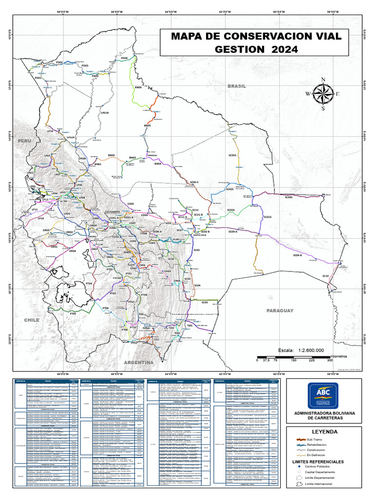 Mapa de Conservación Vial Bolivia 2024 | PDF