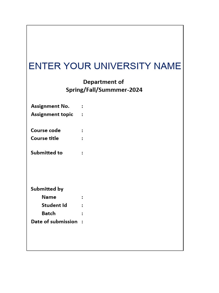Cover Page Assignment | PDF