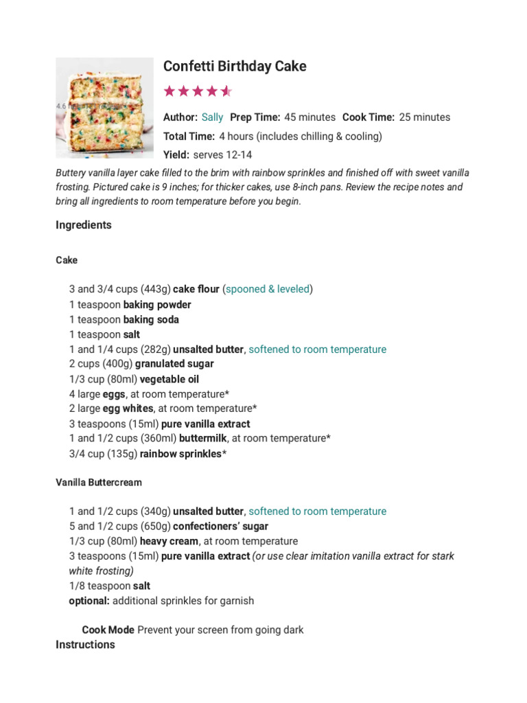 Confetti Layer Cake (Recipe + Video) - Sally's Baking Addiction | PDF ...