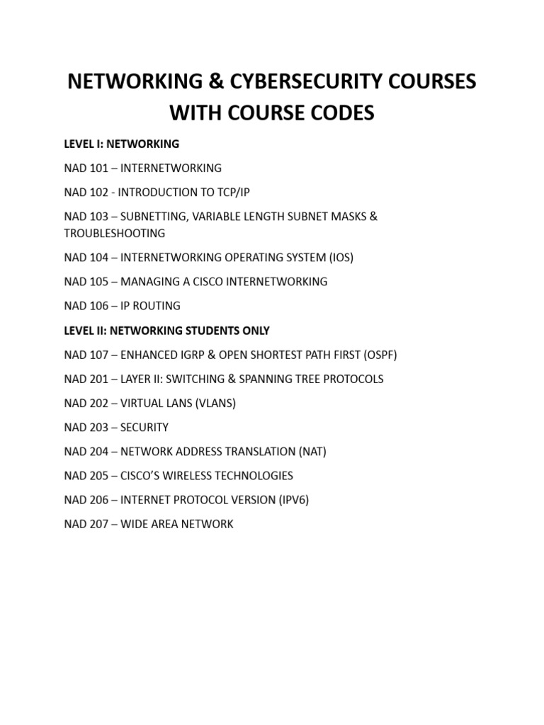 Networking cyber security courses pdf computer network internet