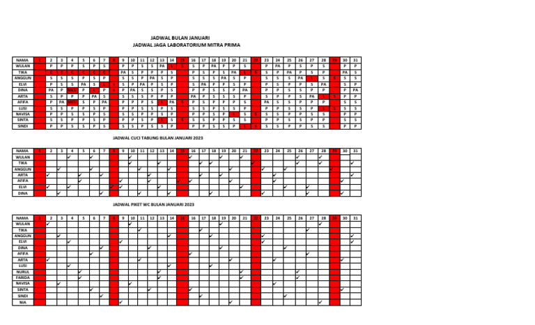 JADWAL DINAS DESEMBER | PDF