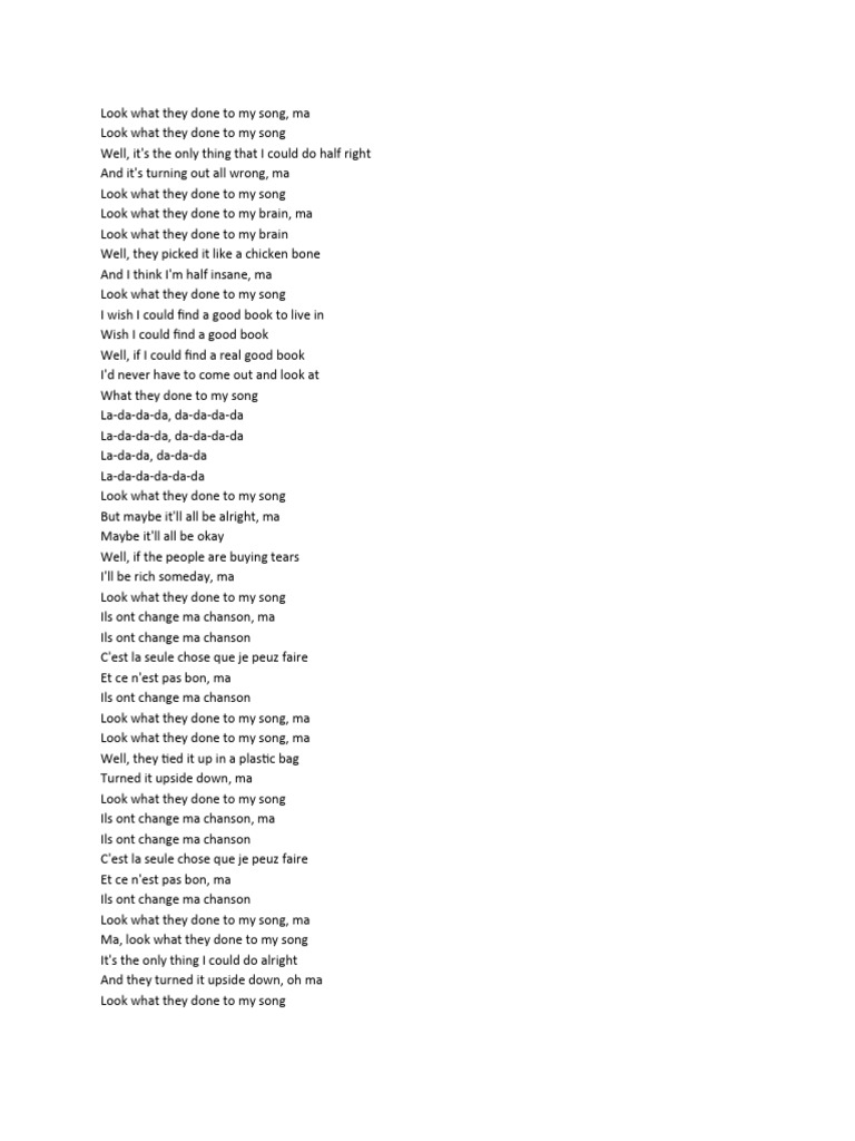 Look what they done to my song pdf