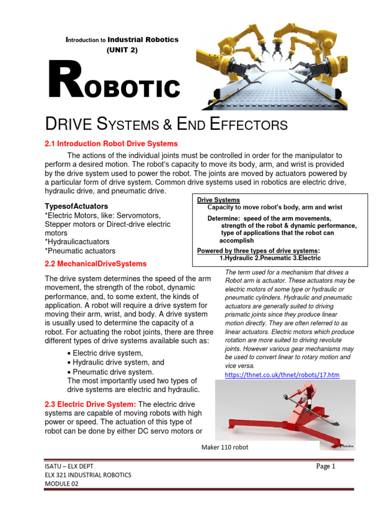 Robotics Drive Systems Overview | PDF | Electric Motor | Actuator