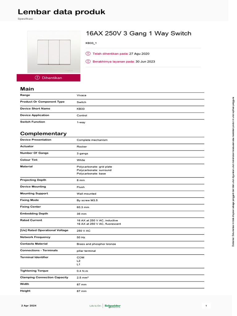 Schneider Electric - Vivace - KB33 - 1 | PDF