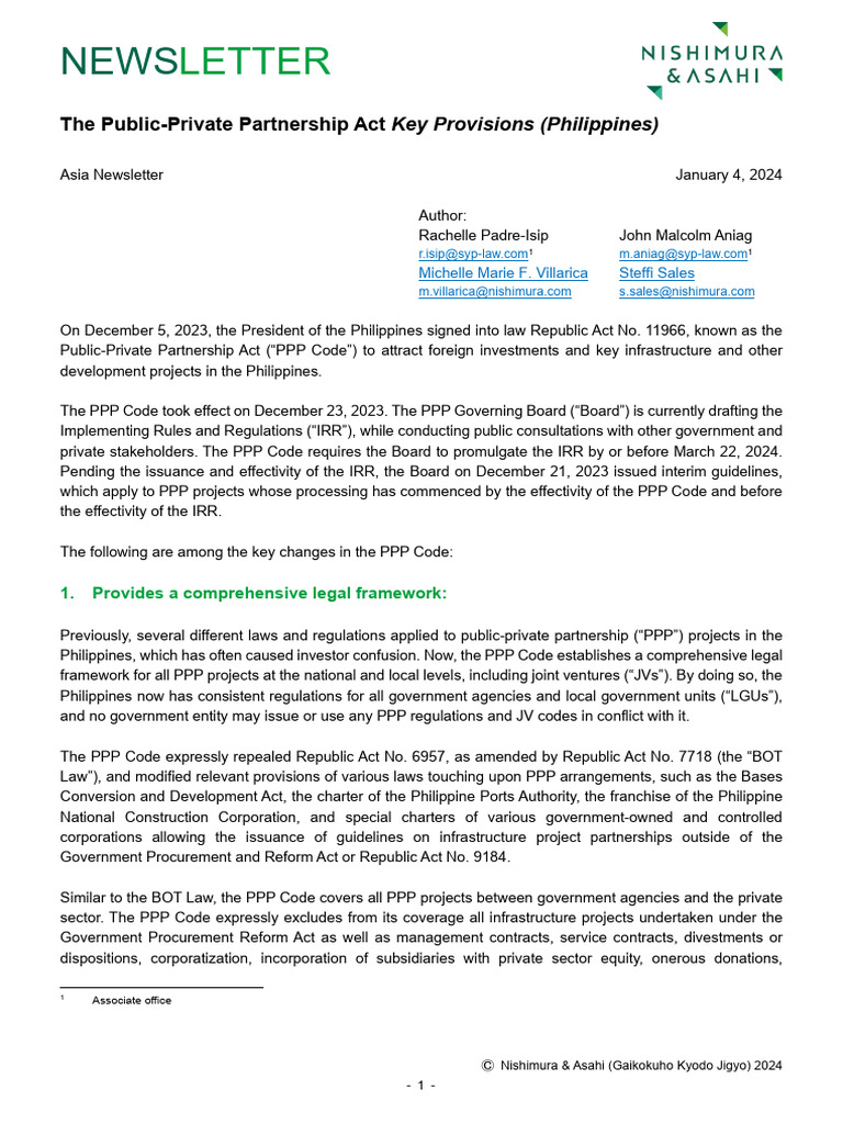 Philippines PPP Act Overview | PDF | Public–Private Partnership ...