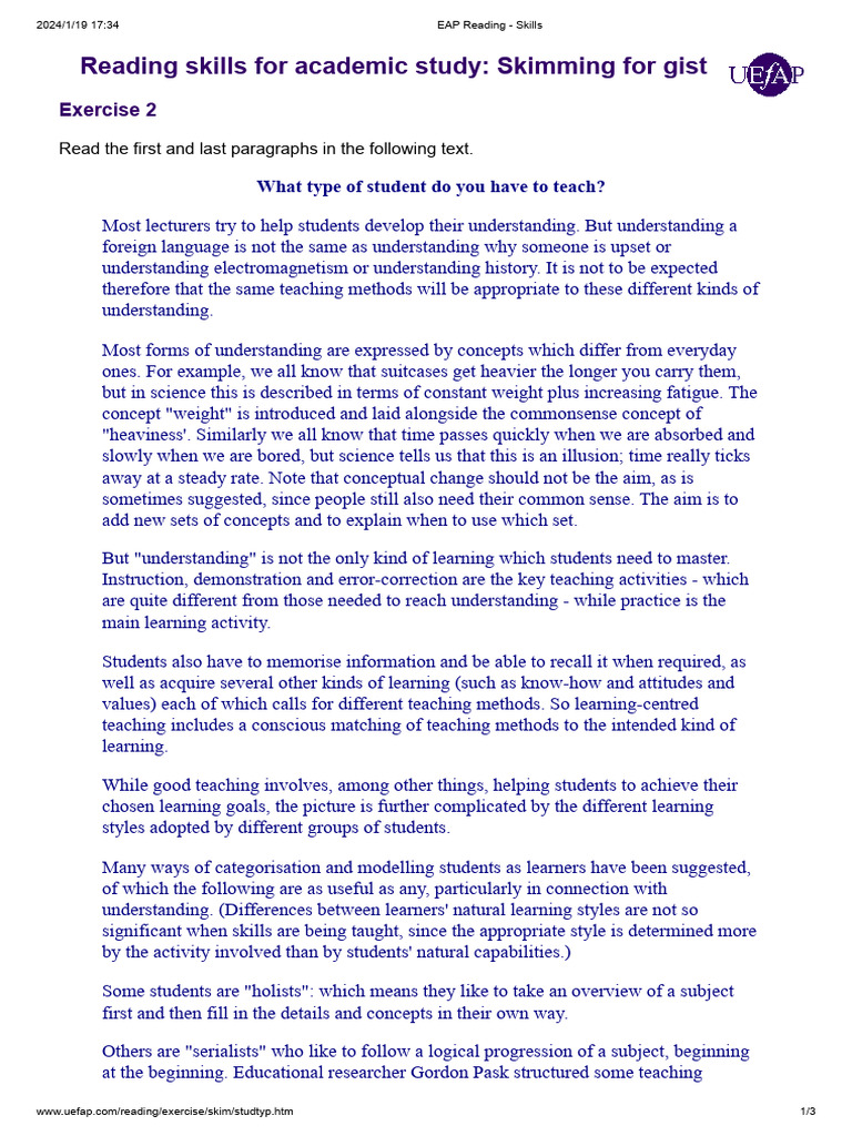 15 EAP Reading - Skills | PDF | Teaching Method | Learning