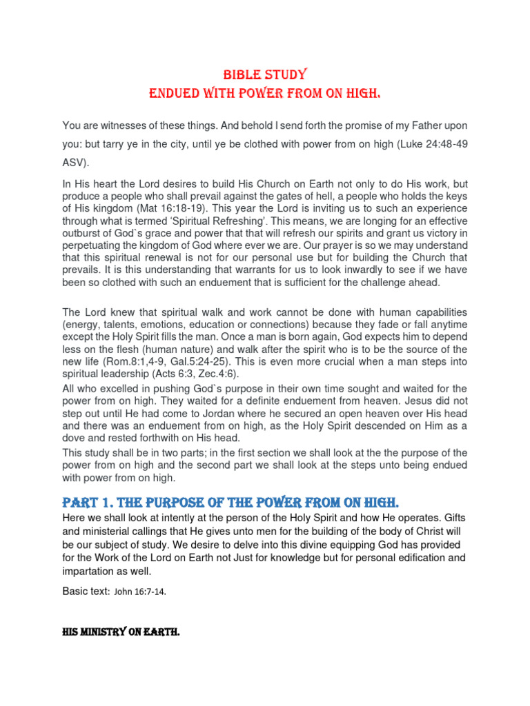 Power from On High: A Bible Study Guide | PDF | Born Again | Jesus